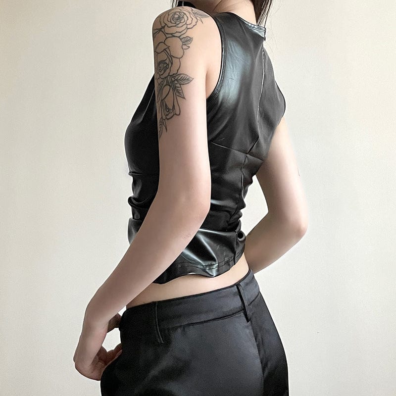 Women's Punk Faux Leather Tank Top – Punk Design