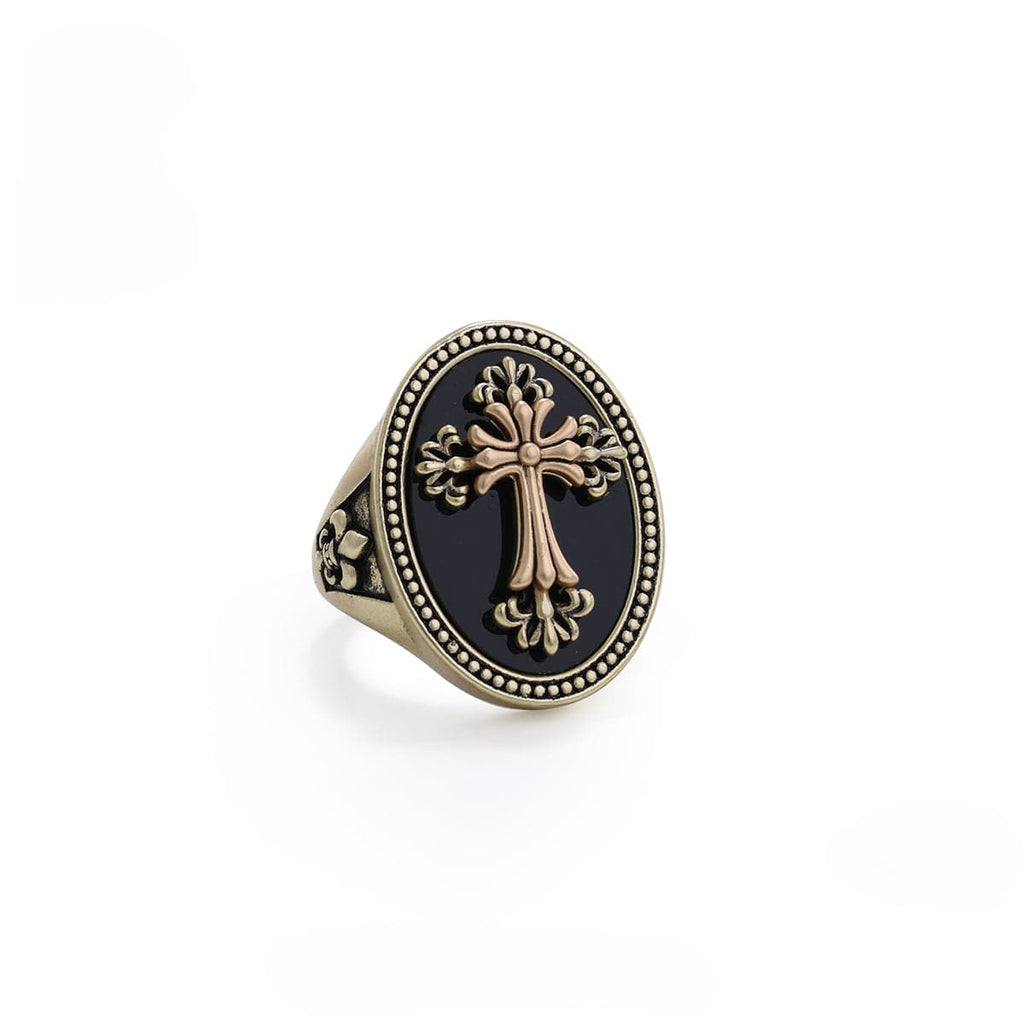 Kobine Women's Punk Floral Cross Ring