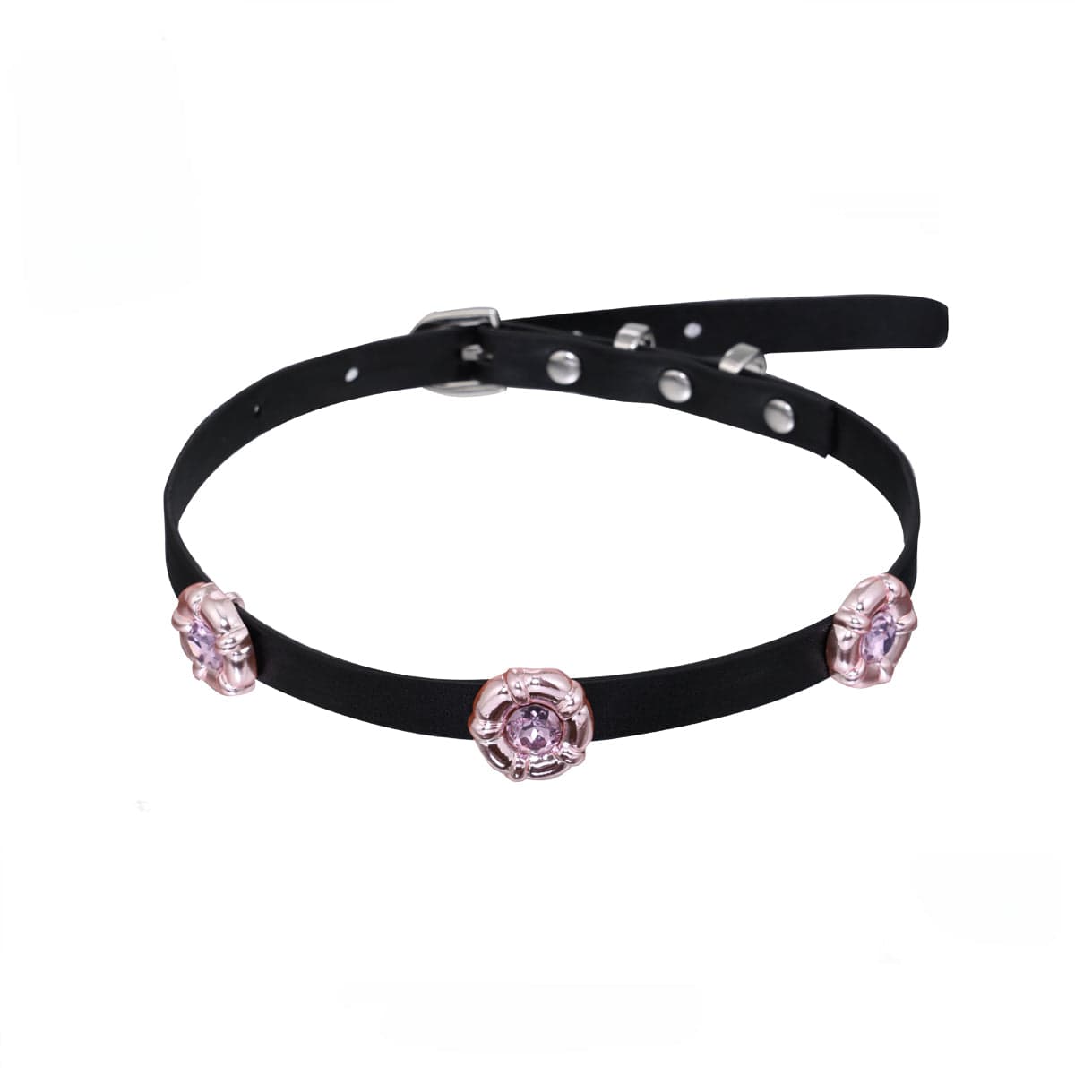 Kobine Damen-Halsband mit Punk-Blumen-Schnalle