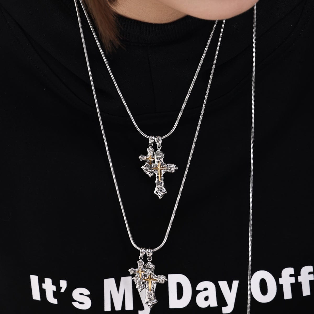 Kobine Damen-Halskette mit Punk-Graffiti-Kreuz