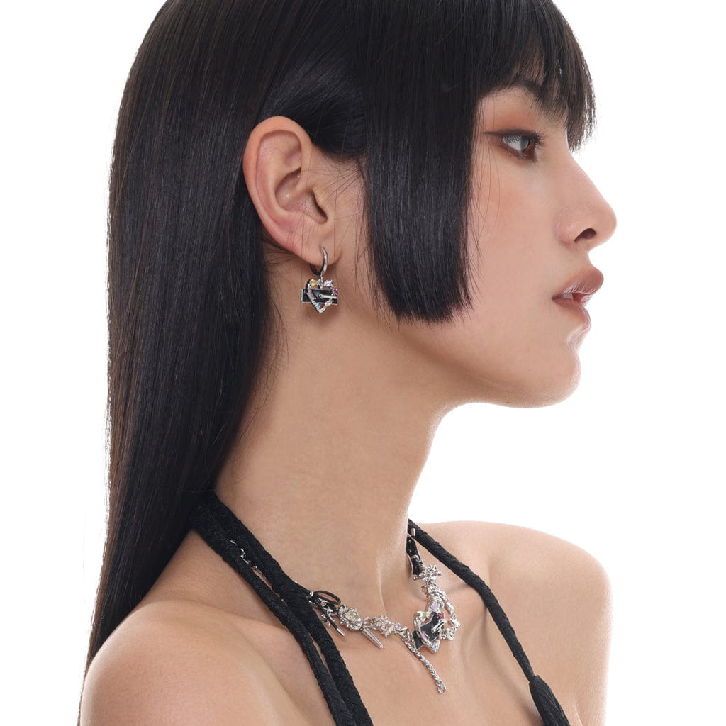Kobine Women's Punk Heart Cutout Earrings