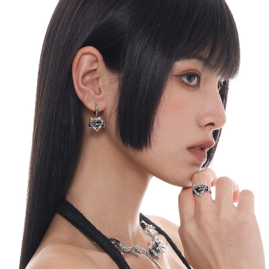 Kobine Women's Punk Heart Cutout Earrings