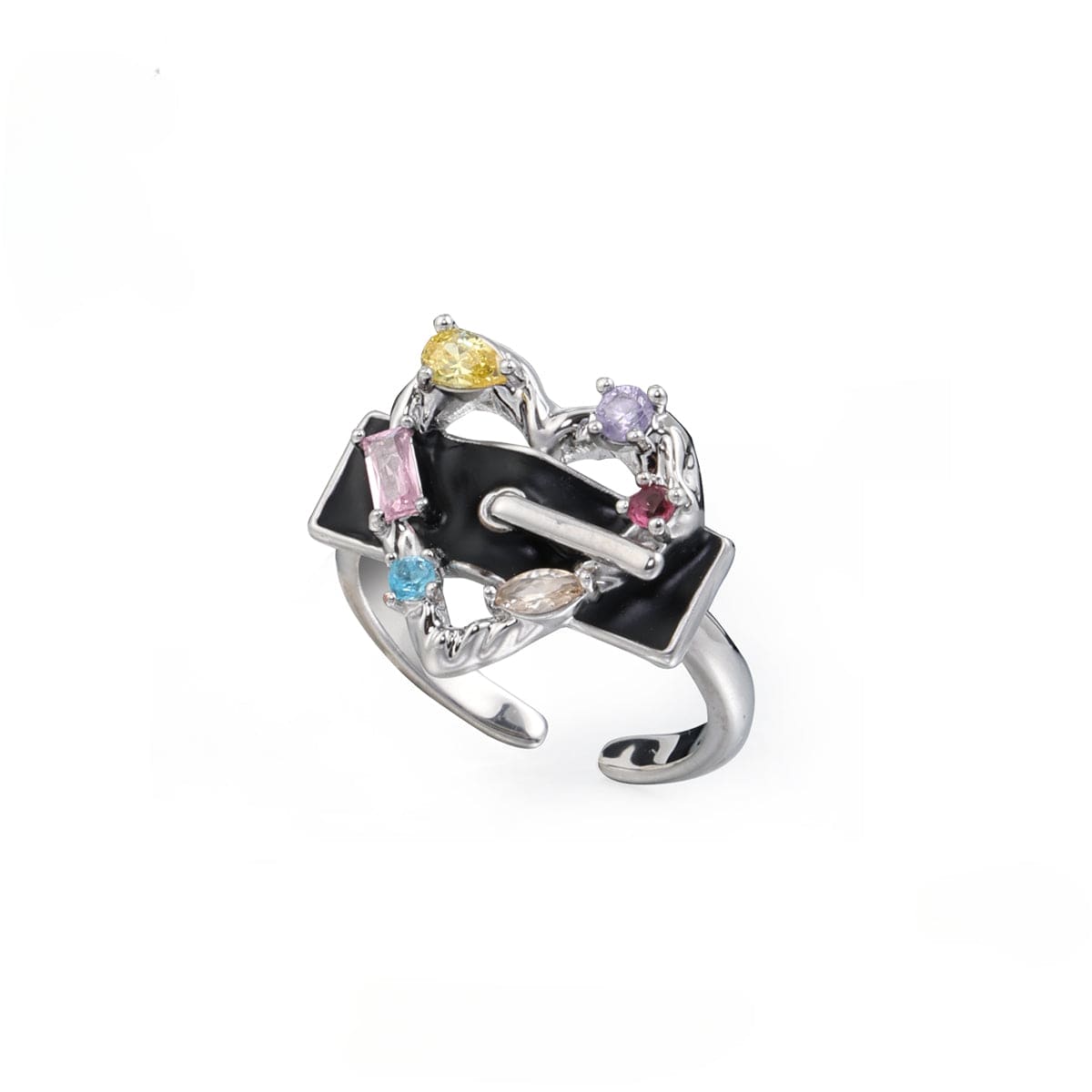 Kobine Women's Punk Heart Cutout Ring