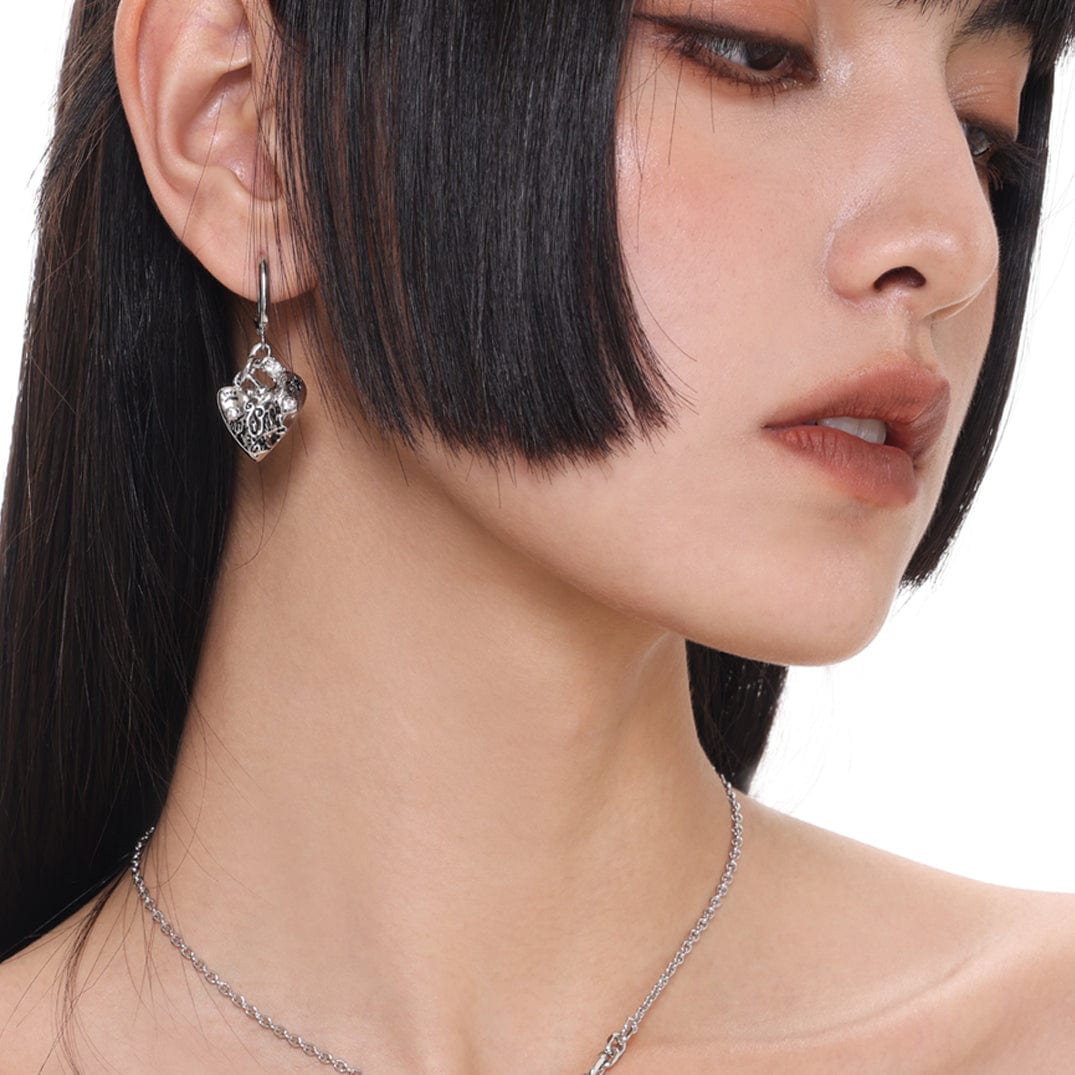 Kobine Women's Punk Heart Graffiti Earrings