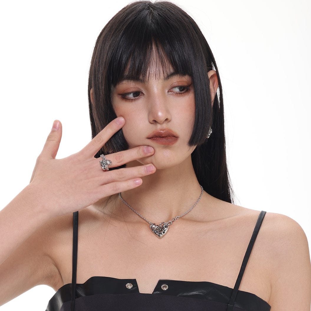 Kobine Women's Punk Heart Lava Graffiti Ring