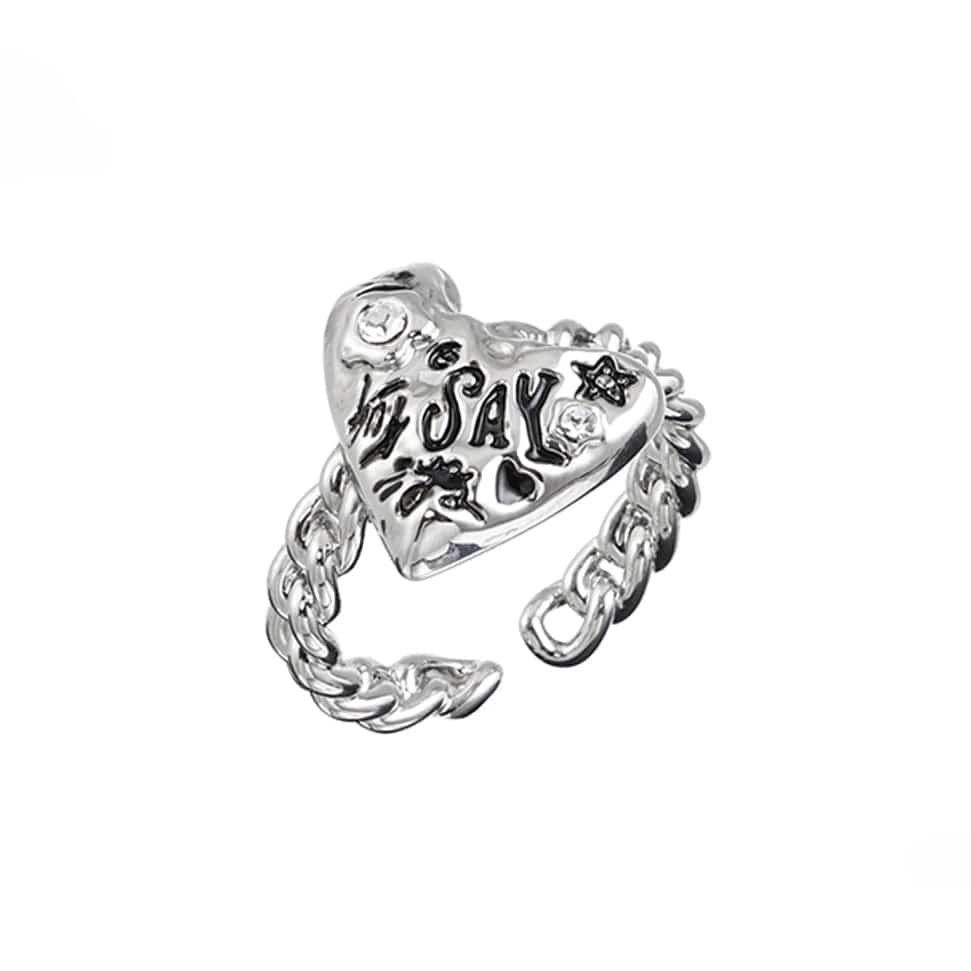 Kobine Women's Punk Heart Lava Graffiti Ring