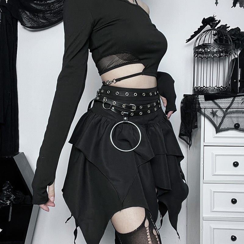 Kobine Women's Punk Irregular High-waisted Skirt