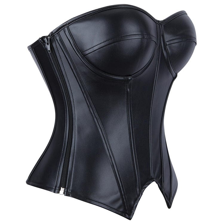 Kobine Women's Punk Irregular Lace-up Side Zipper Overbust Corset