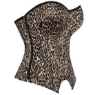 Kobine Women's Punk Irregular Leopard Printed Lace-up Overbust Corset