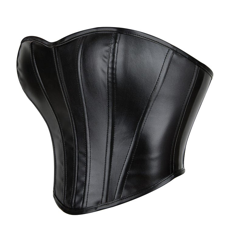 Corsetto overbust in similpelle con lacci punk da donna Kobine