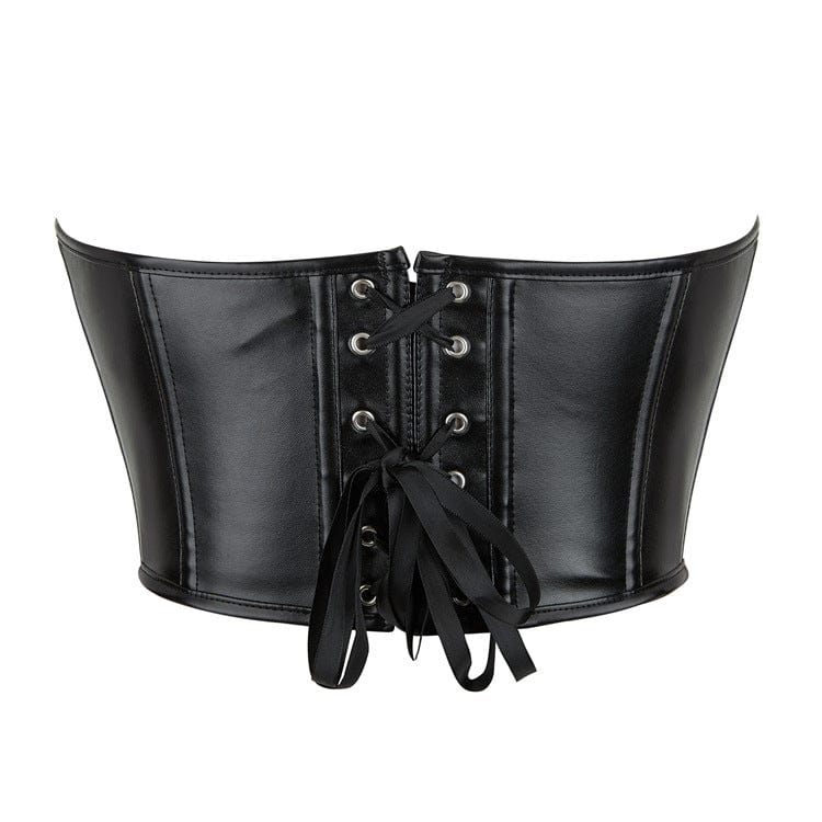 Corsetto overbust in similpelle con lacci punk da donna Kobine
