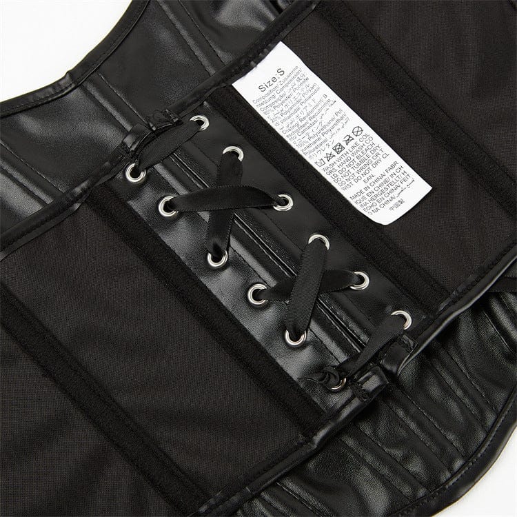 Corsetto overbust in similpelle con lacci punk da donna Kobine