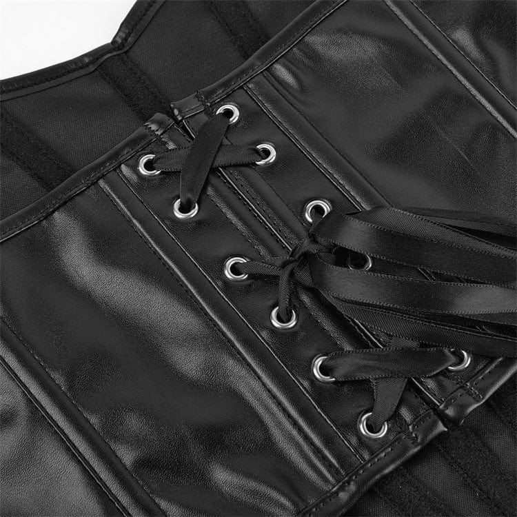Kobine Women's Punk Lace-up Faux Leather Overbust Corset