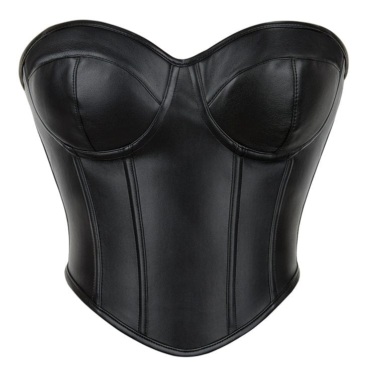 Corsetto overbust in similpelle con lacci punk da donna Kobine