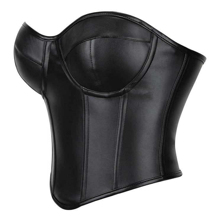 Corsetto overbust in similpelle con lacci punk da donna Kobine
