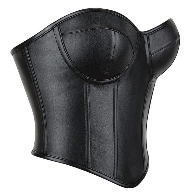 Corsetto overbust in similpelle con lacci punk da donna Kobine