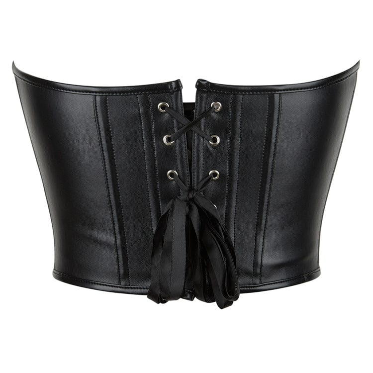 Corsetto overbust in similpelle con lacci punk da donna Kobine