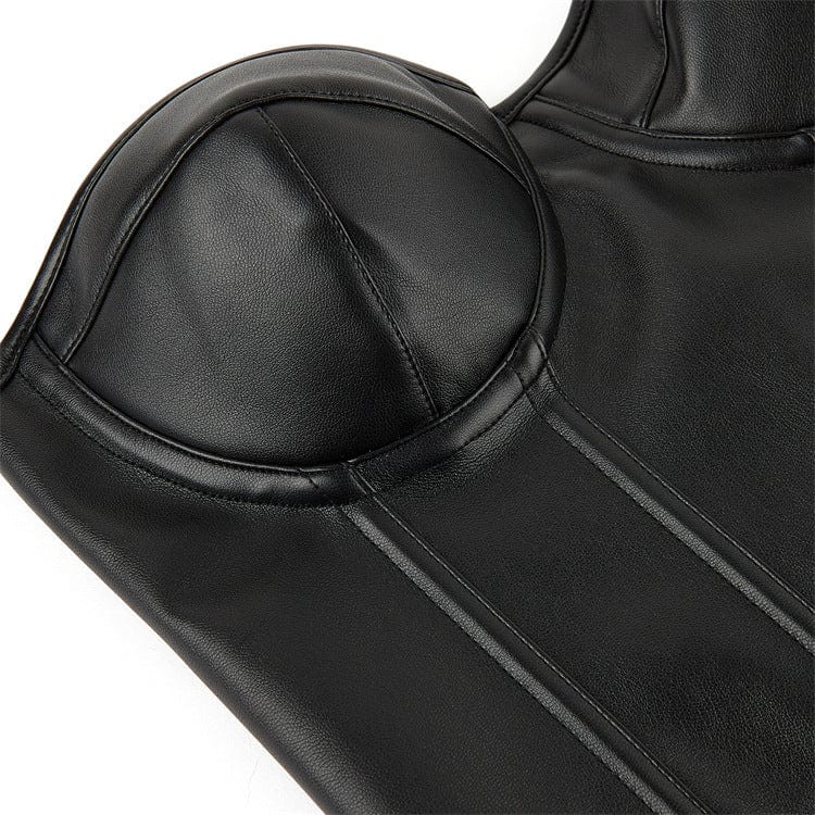 Corsetto overbust in similpelle con lacci punk da donna Kobine