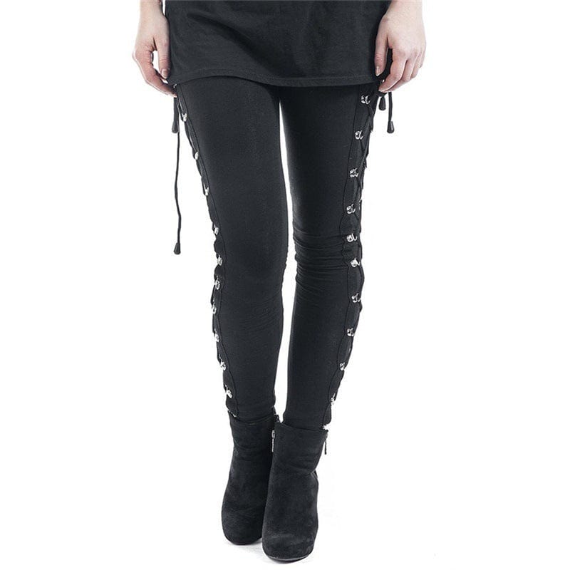 Kobine Women's Punk Lace-up Leggings