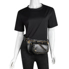 Kobine Women's Punk Lacing-up Metal Nails Waist Bag