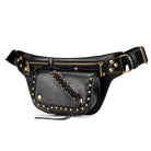 Kobine Women's Punk Lacing-up Metal Nails Waist Bag