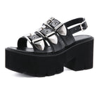 Kobine Damen Punk-Plateausandalen mit mehrlagigen Schnallen und Peep-Toe