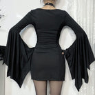 Kobine Women's Punk Long Batwing Sleeved Short Dress