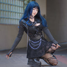 Kobine Women's Punk Mesh Splice Snake Buckle Cape with Hood