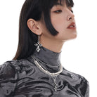 Kobine Women's Punk Pearl Cross Necklace