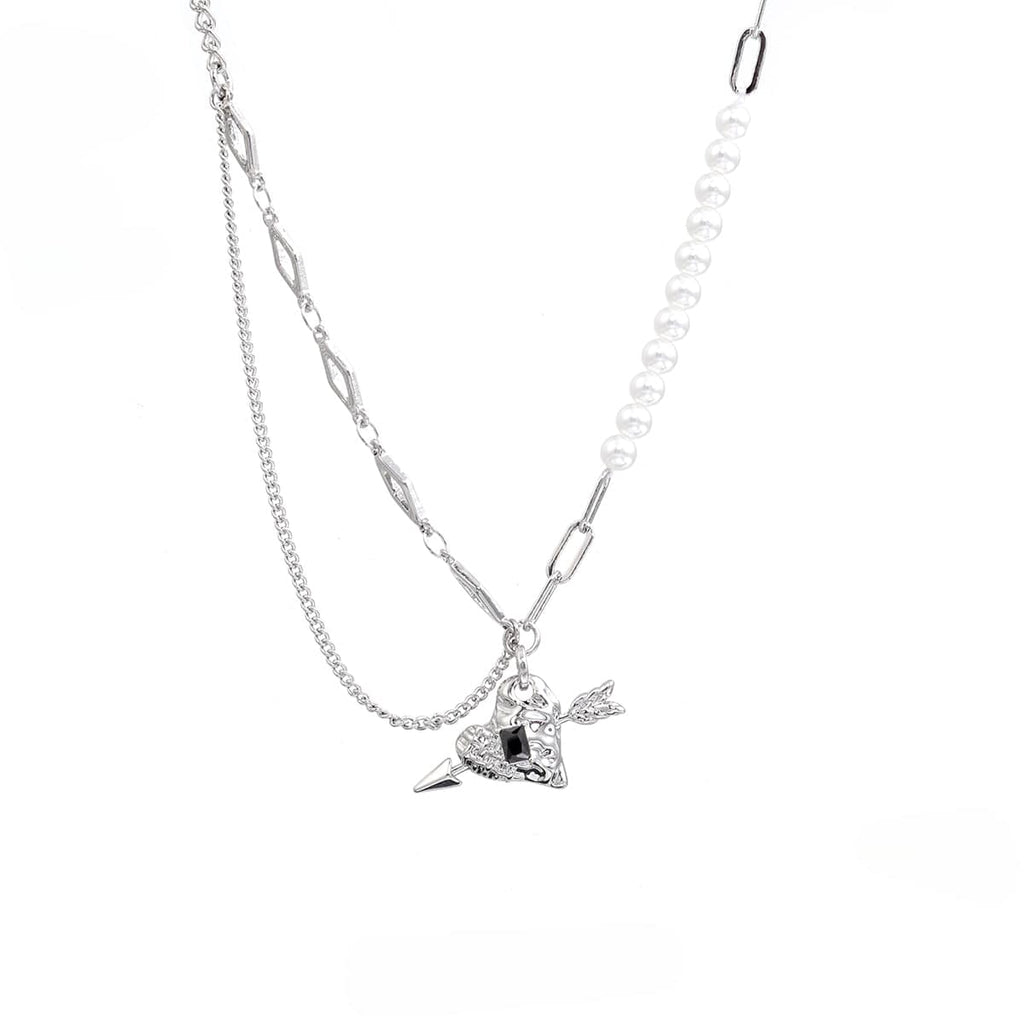 Kobine Women's Punk Pierced Arrow Heart Necklace