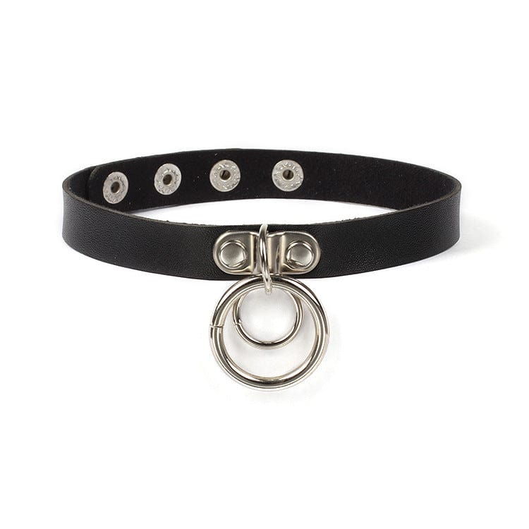 Kobine Women's Punk Ring Faux Leather Choker