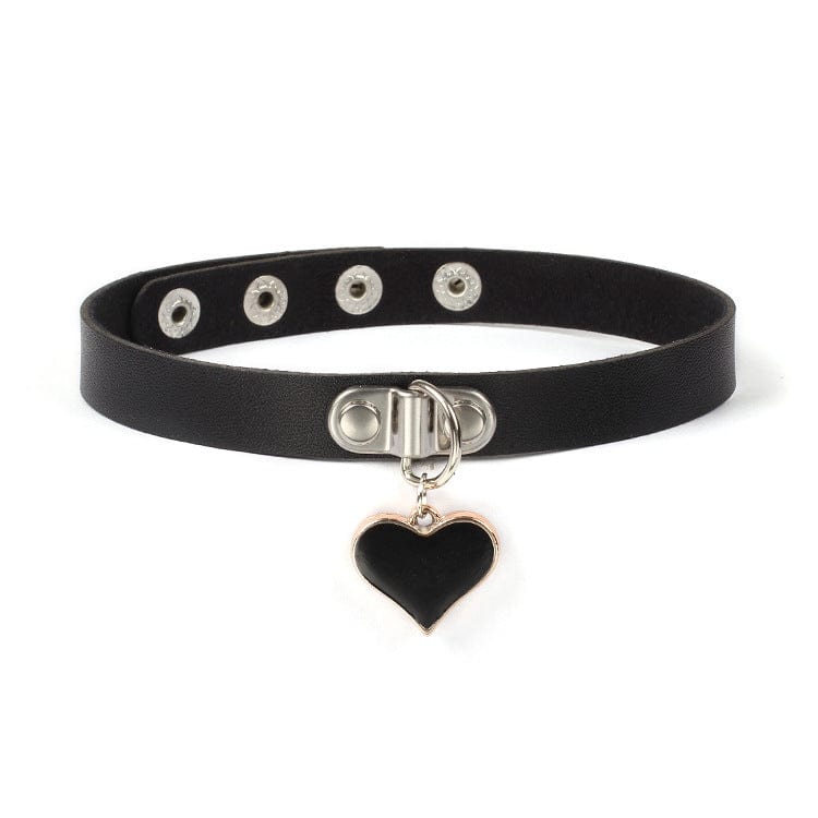 Kobine Women's Punk Ring Faux Leather Choker