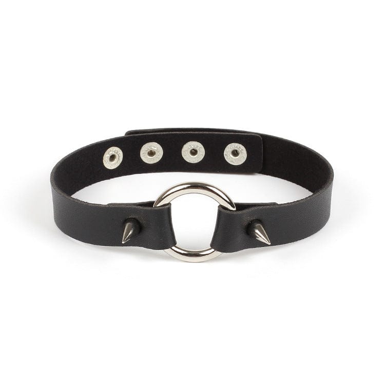 Kobine Women's Punk Ring Faux Leather Choker