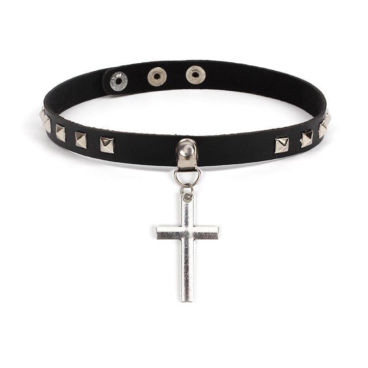 Kobine Women's Punk Ring Faux Leather Choker