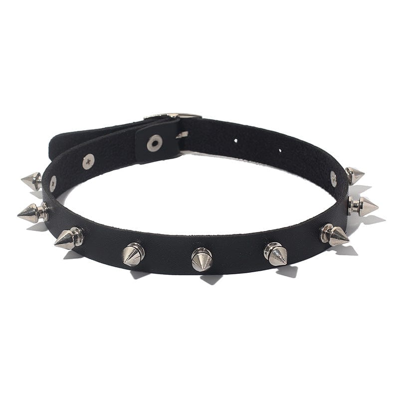 Kobine Women's Punk Ring Faux Leather Choker