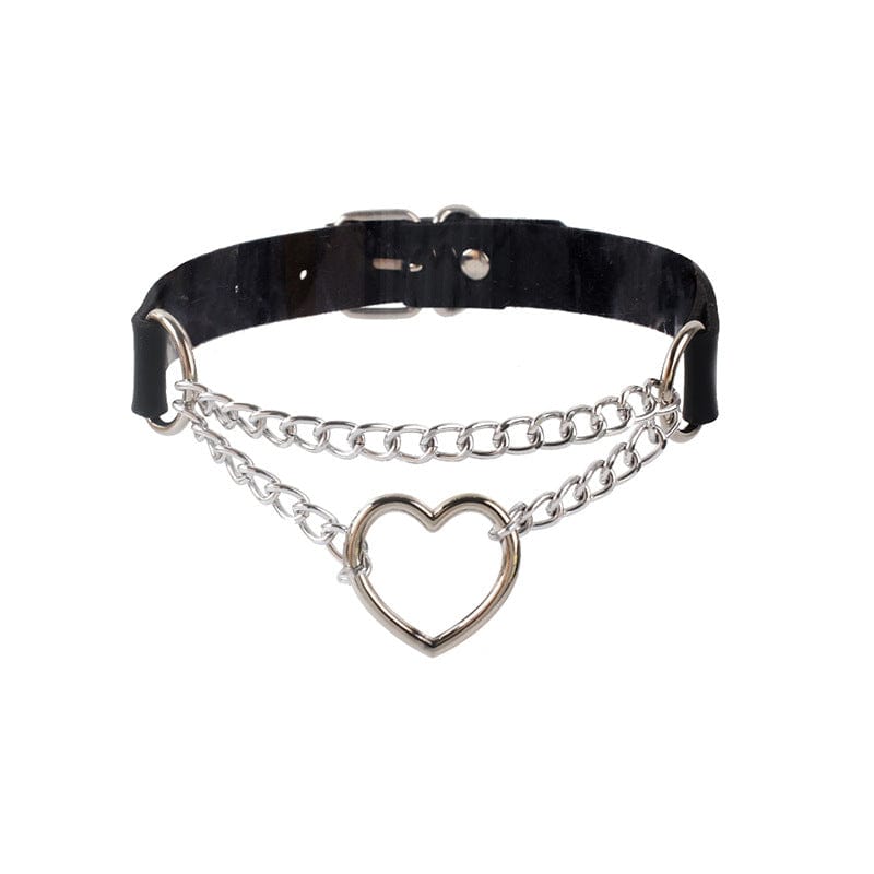 Kobine Women's Punk Ring Faux Leather Choker