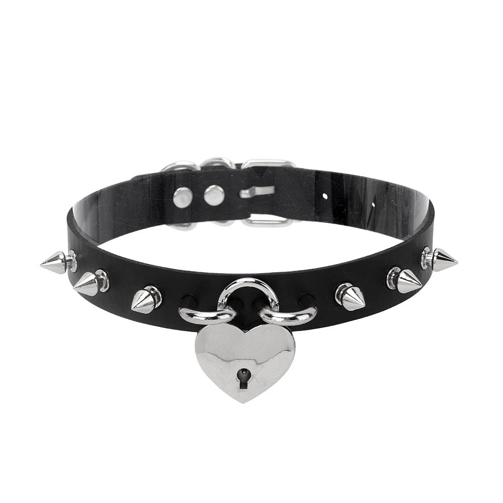 Kobine Women's Punk Ring Faux Leather Choker