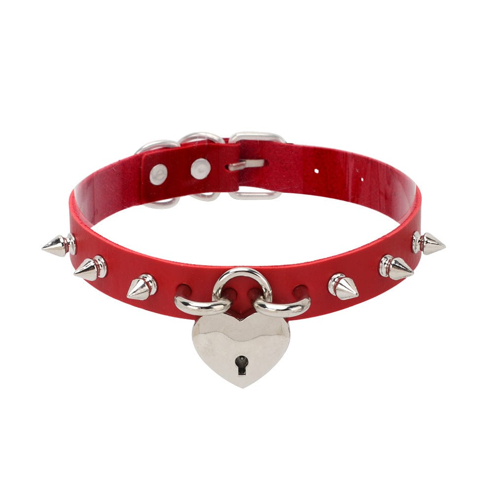 Kobine Women's Punk Ring Faux Leather Choker