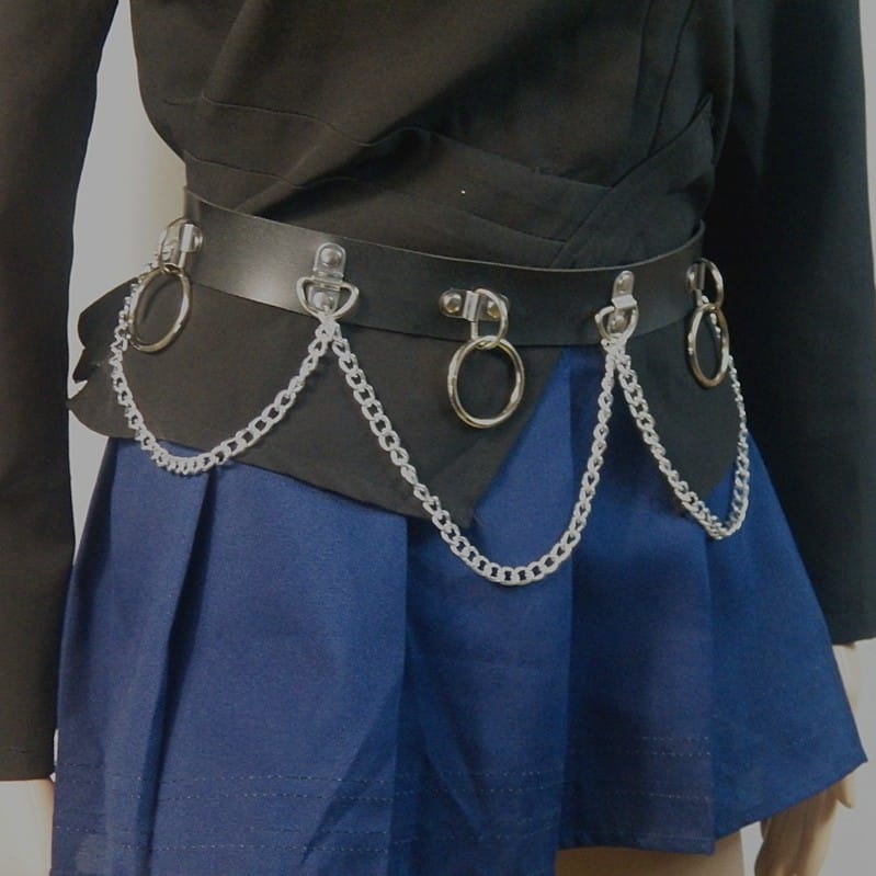Cinturones de piel sintética con anillos y cadenas estilo punk para mujer de Kobine