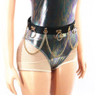 Kobine Women's Punk Rings And Chains Faux Leather Belts