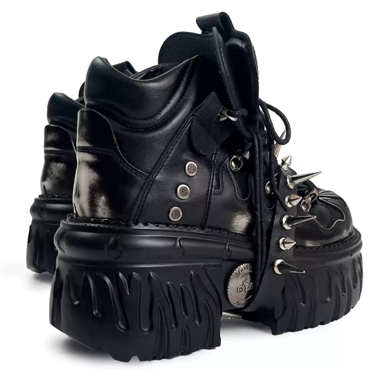 Kobine Women's Punk Rock Spiked Chunky Platform Shoes