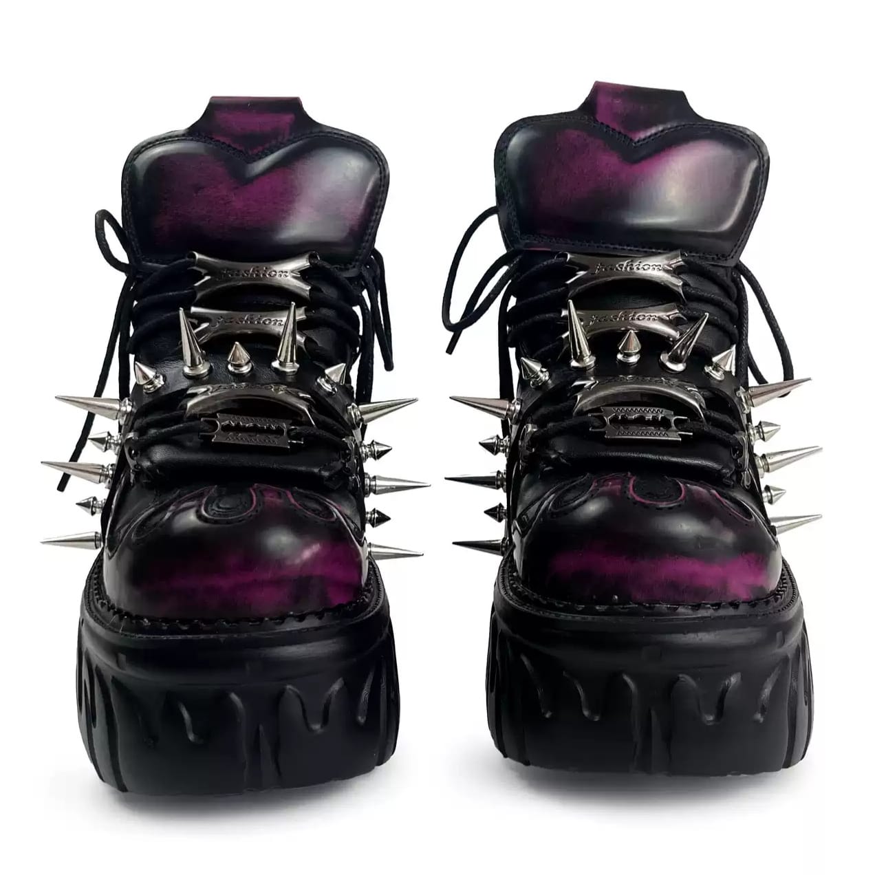 Kobine Women's Punk Rock Spiked Chunky Platform Shoes