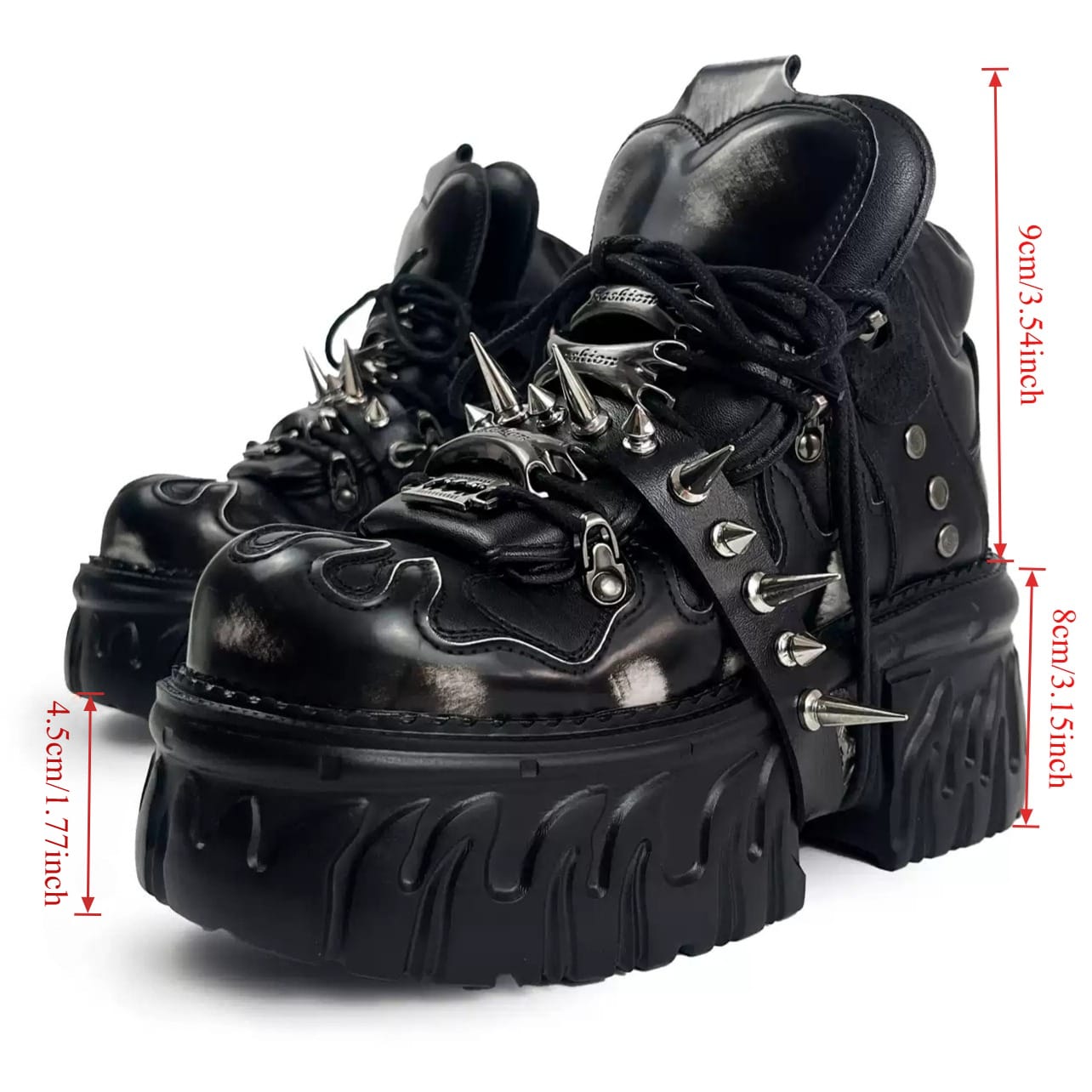 Kobine Women's Punk Rock Spiked Chunky Platform Shoes