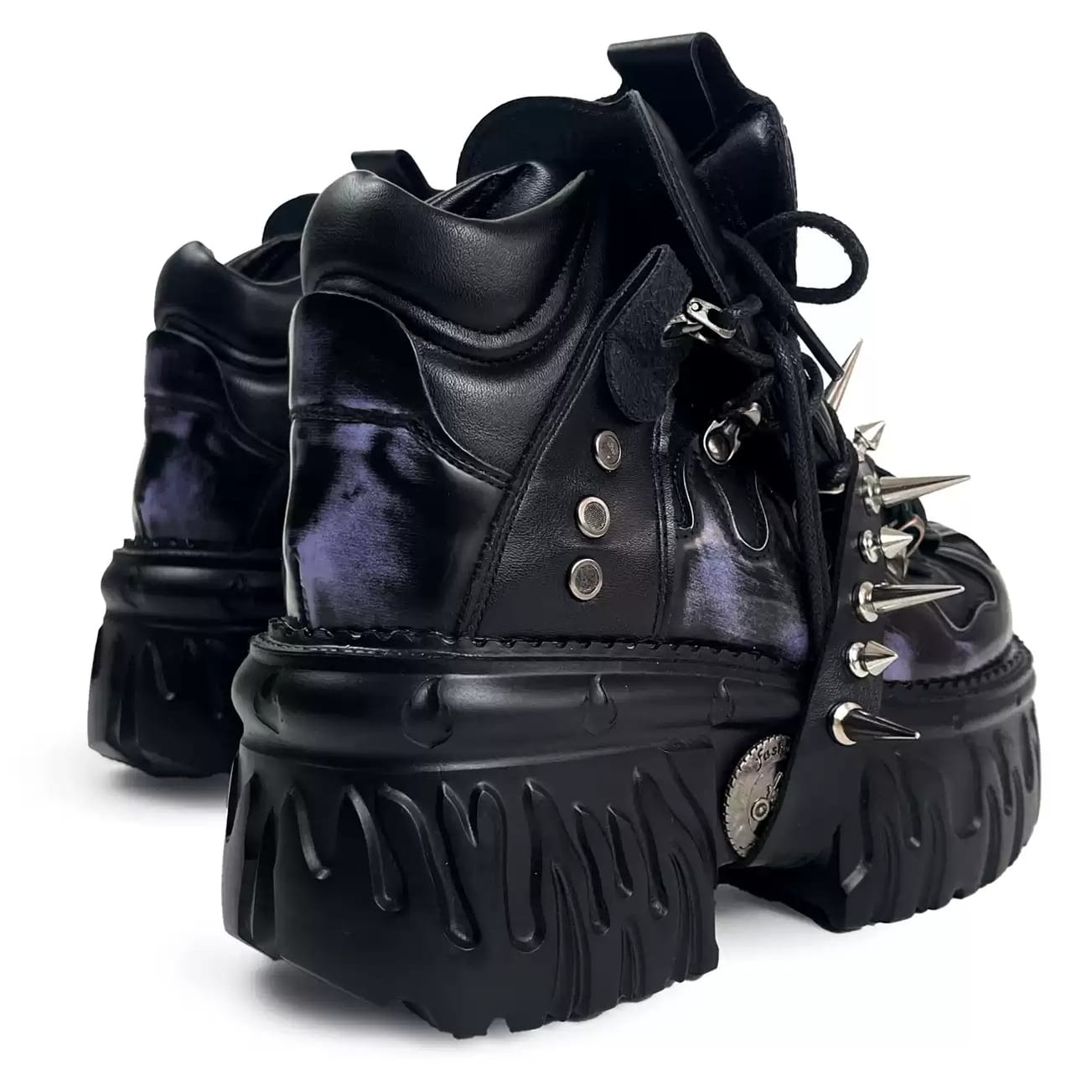 Kobine Women's Punk Rock Spiked Chunky Platform Shoes