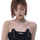 Kobine Women's Punk Rose Bold Necklace