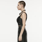 Kobine Damen Punk-Tanktop aus gerüschtem Kunstleder