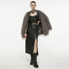 Kobine Damen Punk-Tanktop aus gerüschtem Kunstleder