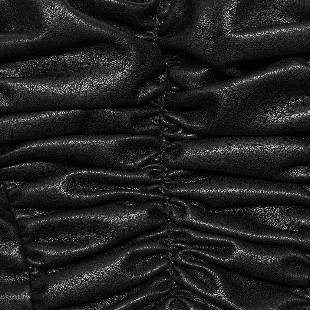 Kobine Damen Punk-Tanktop aus gerüschtem Kunstleder