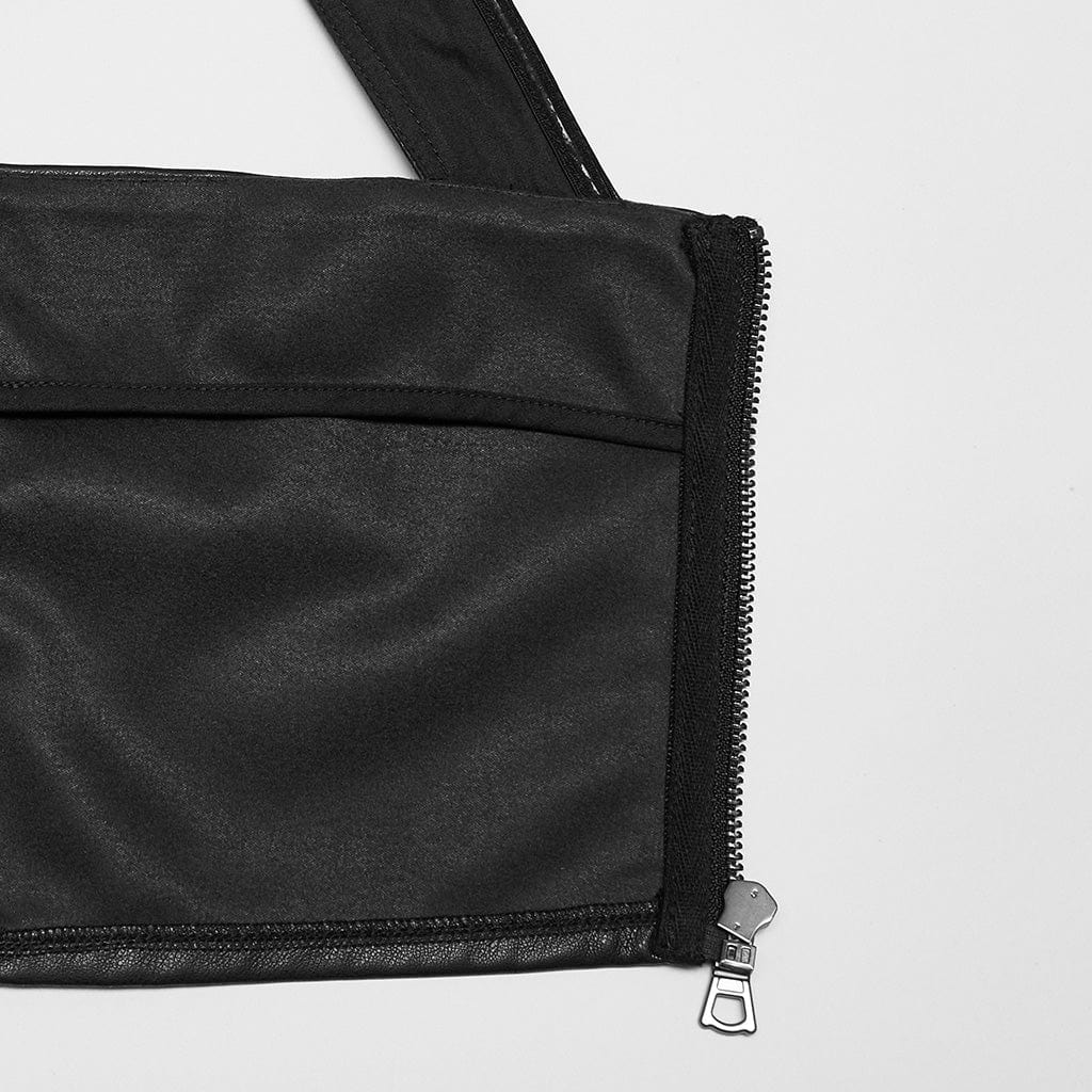 Kobine Damen Punk-Tanktop aus gerüschtem Kunstleder