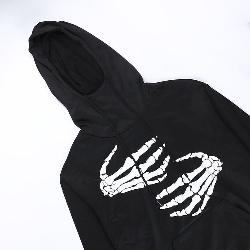 Kobine Women's Punk Skeleton Printed Hoodies